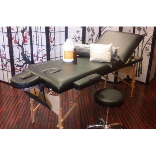 Massage Supply Kit Massage Table, Lotion, Bottle, Sheets, Bolster and