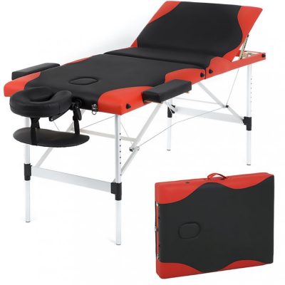 Black and Red Aluminum Portable Massage Table