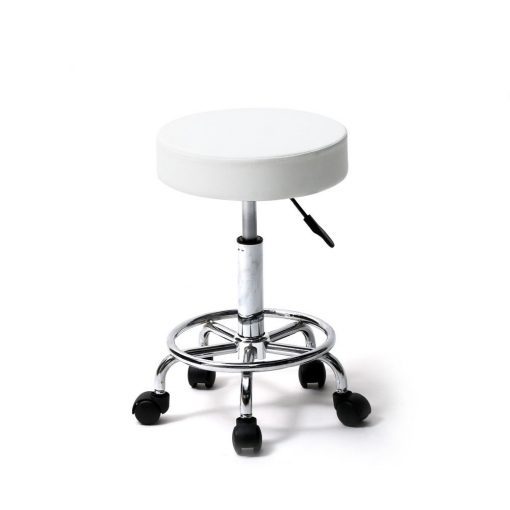 White Salon Stool with Foot Rest