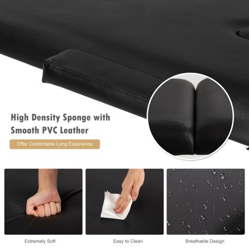Mobile Aluminum Portable Massage Table for Salons  - Black - Image 4